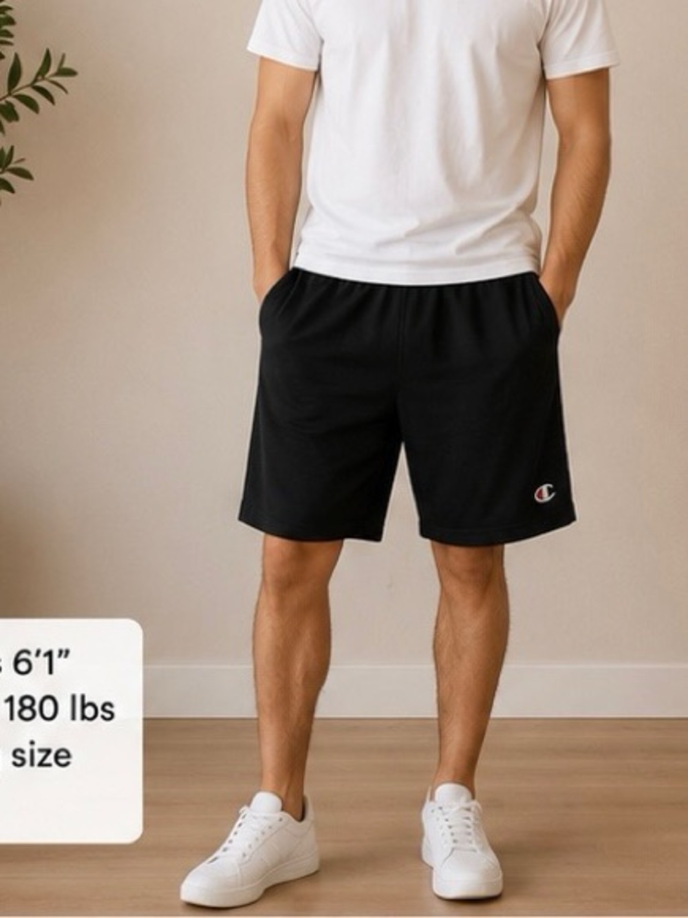 Champion Black Athletic Shorts with Logo
